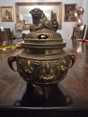 Vintage Brass Foo Dog Chinese Insence Burner